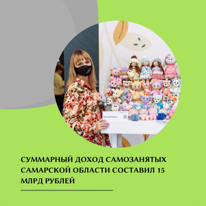 СУММАРНЫЙ ДОХОД САМОЗАНЯТЫХ САМАРСКОЙ ОБЛАСТИ СОСТАВИЛ 15 МЛРД РУБЛЕЙ