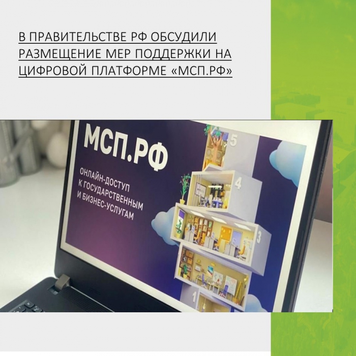 В ПРАВИТЕЛЬСТВЕ РФ ОБСУДИЛИ РАЗМЕЩЕНИЕ МЕР ПОДДЕРЖКИ НА ЦИФРОВОЙ ПЛАТФОРМЕ «МСП.РФ»